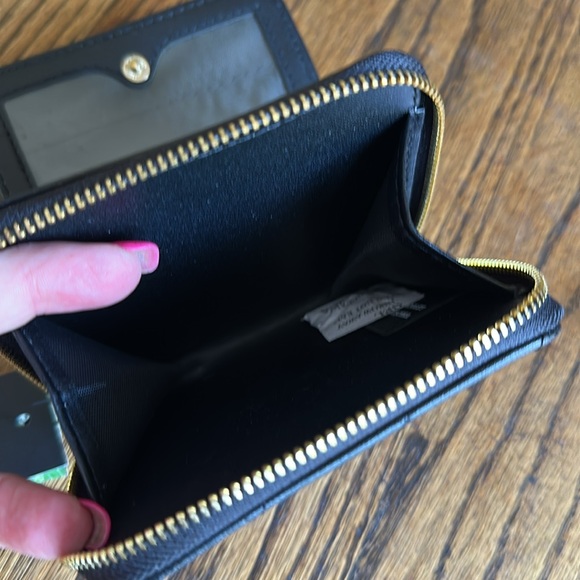 Badgley Mischka Black Quilted Vegan Coin Pouch with Gold Accents - Picture 5 of 5